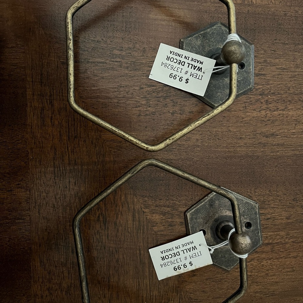 Hexagonal Brass Wall Towel Holder Decor Set